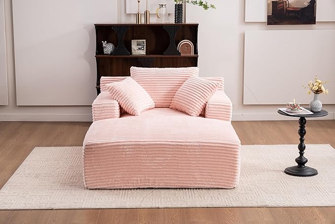 Oversized Chaise Daybed Lounge Sleeper Chair Sofa Bed Indoor, Fluffy Corduroy by Unknown