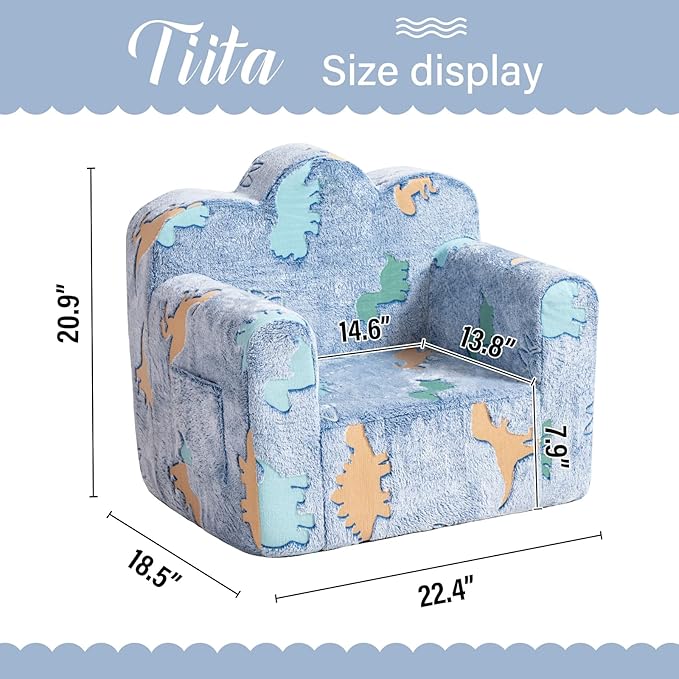 Tiita Kids Couch Plush Toddler Chair, Cloud-Like Glow in The Dark Kids Sofa - Image 3