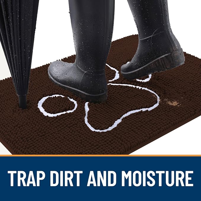 OLANLY Door Mat for Muddy Dog Paws 30x20, Ultra Absorbent Chenille Mud Doormat - Image 2