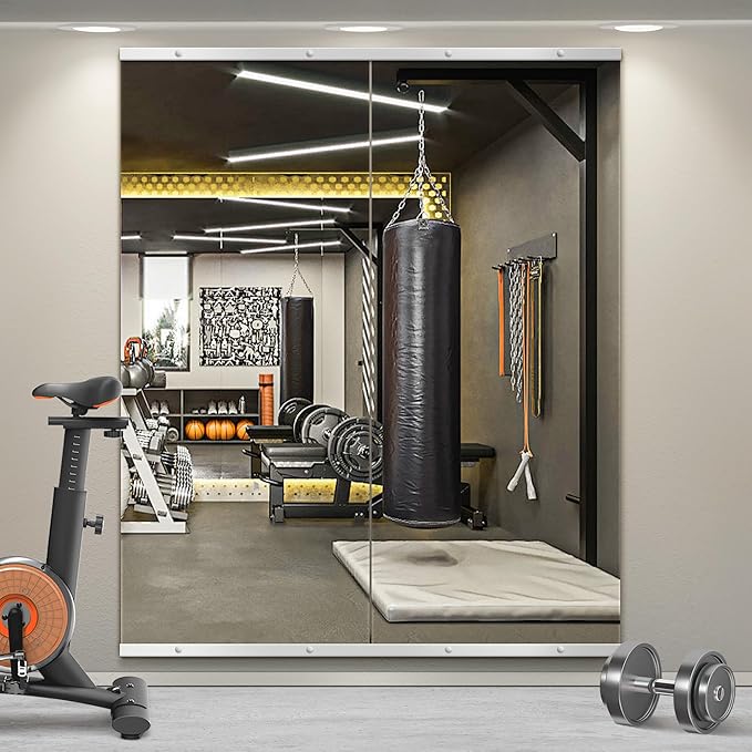 Home Gym Mirror for Wall, Mirror Full Length, Glass Frameless Body Large Mirror by TRAHOME