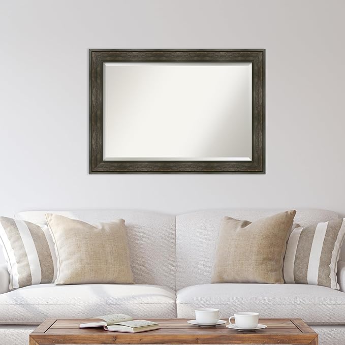 Amanti Art Brown Wall Mirror 30x42 Rail Rustic Char Rectangle Bathroom Mirror - Image 5