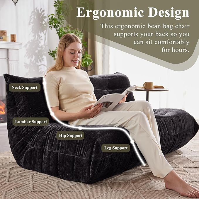 Bean Bag Chair, Loveseat Fireside Chair Large Bean Bag Sofa - Image 6