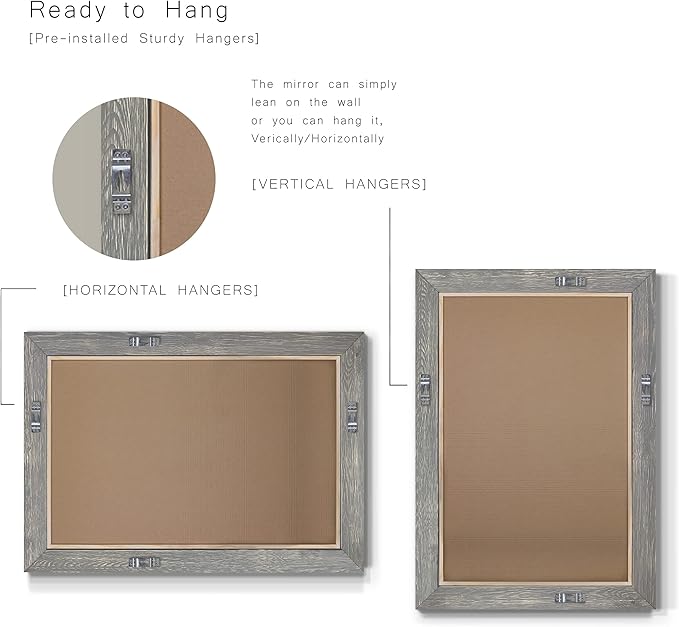 Gray Rustic Mirror Rectangular Barnwood Framed Wall Mirror - Image 6