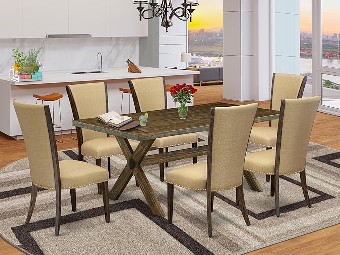 East West Furniture X777VE703-7 7 Piece Dinette Set Consist of a Rectangle - Image 2