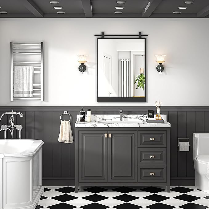 24x32 Inch Rectangle Bathroom Vanity Mirror - Image 7