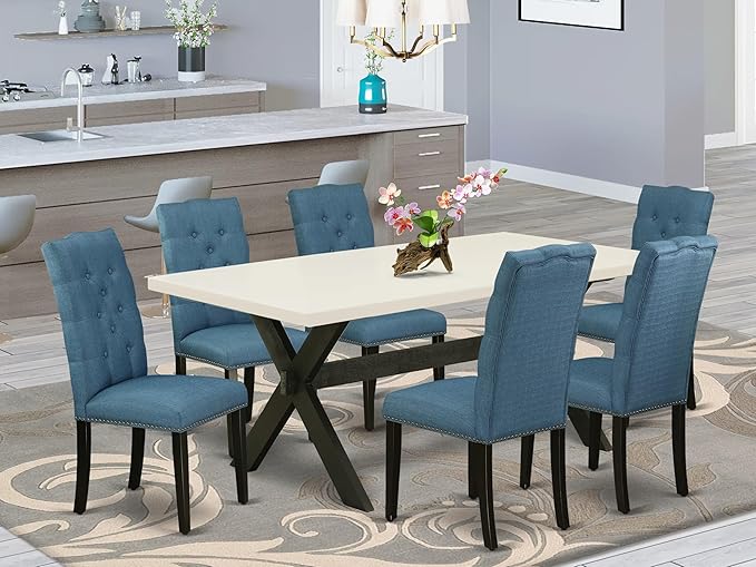 East West Furniture X627EL121-7 7 Piece Dining Room Table Set Consist of a - Image 2