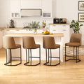 Bar Stools Set of 4, Faux Leather Counter Height Barstools, Upholstered Kitchen by ErdoruLiving