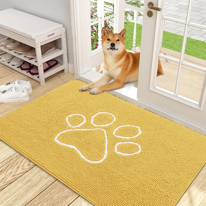 OLANLY Door Mat for Muddy Dog Paws 48x30, Ultra Absorbent Chenille Mud Doormat by OLANLY