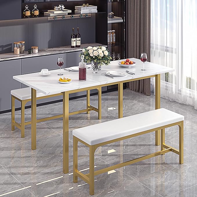 VECELO 3-Piece 63" Extendable Kitchen Table by VECELO