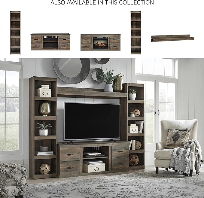 Signature Design by Ashley Trinell Rustic 4-Piece Entertainment Center - Image 5