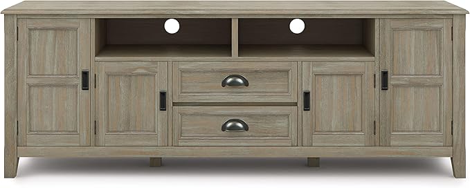 SIMPLIHOME Burlington SOLID WOOD 72 inch Wide Transitional TV Media Stand in - Image 4