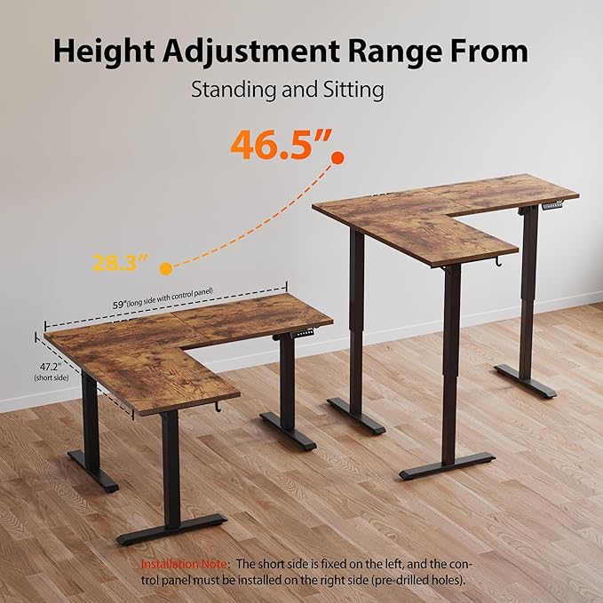 Agilestic 59 Inch L Shaped Standing Desk Adjustable Height, Electric Corner - Image 6