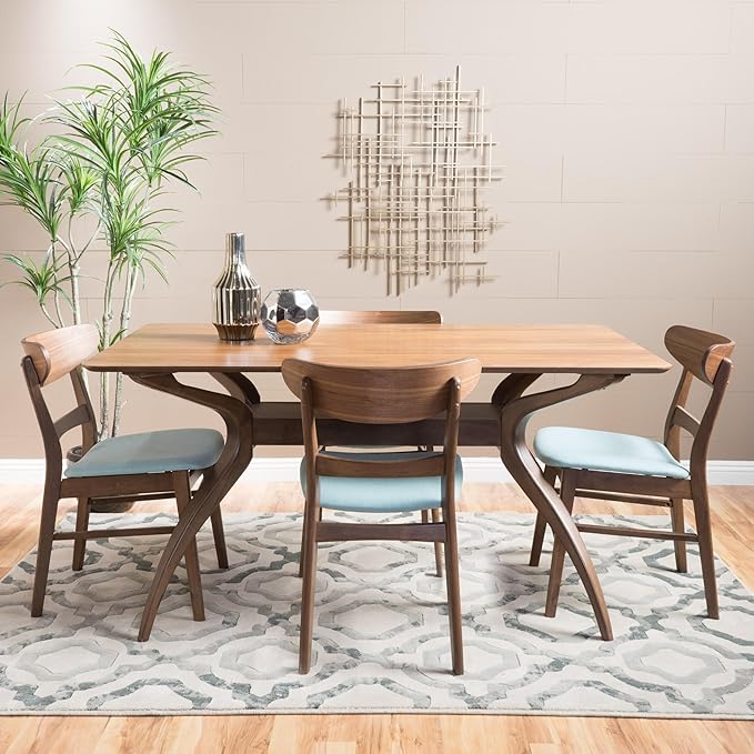 Christopher Knight Home Idalia Curved Leg Rectangular Dining Set, 5-Pcs Set - Image 2