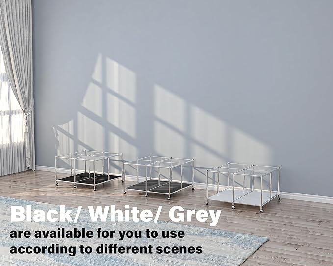 Matte Coffee Table with Open Storage, Square Tempered Glass Storage Rolling - Image 9