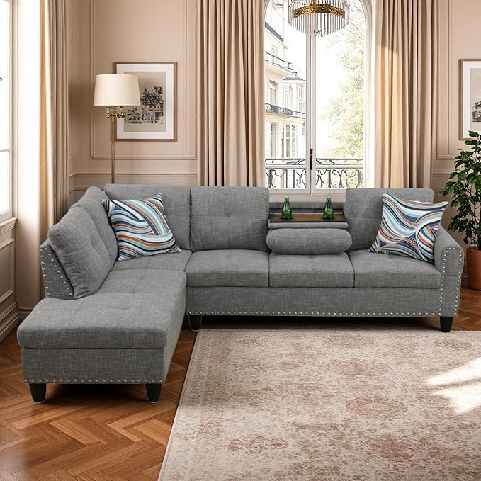 Modular L-Shaped Sectional Sofa, Modern Couches - Image 4