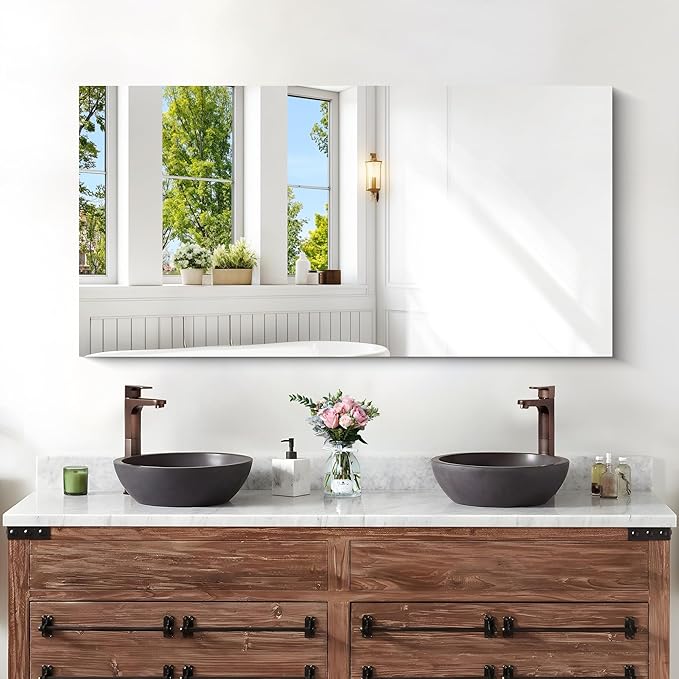 KOCUUY Frameless Mirror, 24x48 Inch Rectangle Bathroom Vanity Mirror - Image 8