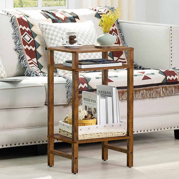 28in Tall Side Table 3-Tier Small Narrow End Table - Image 7