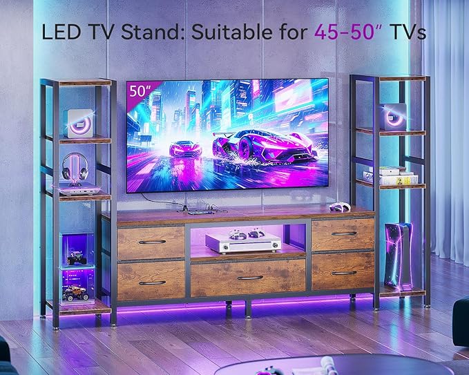 Casaottima 71" TV Stands for 43, 55 Inch TV Entertainment Center - Image 6