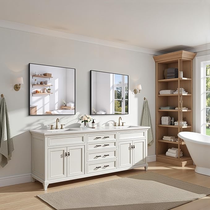 KOCUUY Bathroom Mirror, 30x30 Square Black Mirror - Image 12