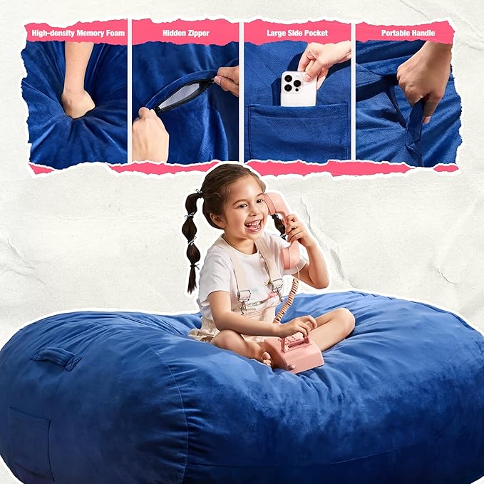 Hobestluk 3FT Bean Bag Chair Large Beanbag - Image 5