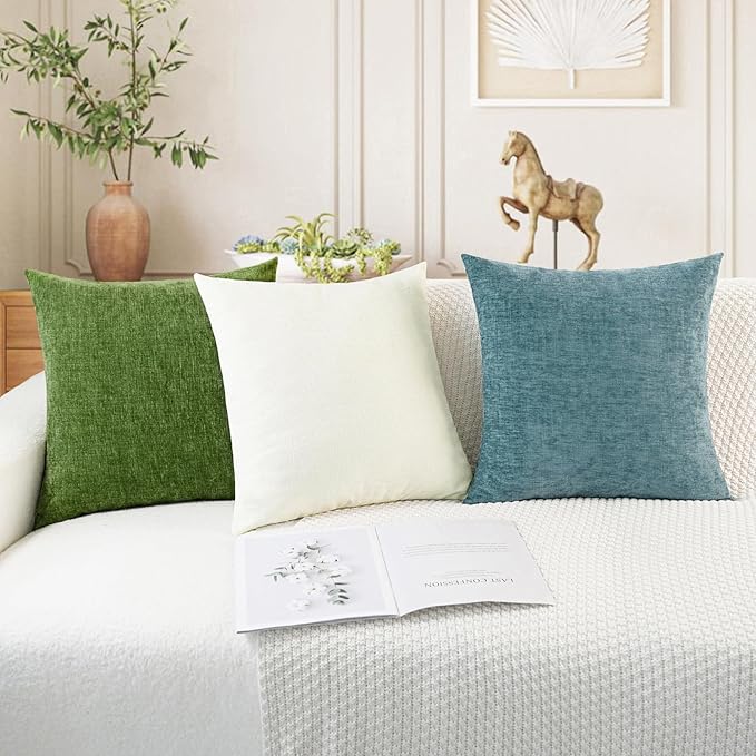 CaliTime Throw Pillow Covers Decorative 26 X 26 Inches Pack of 2 Cozy Chenille - Image 5