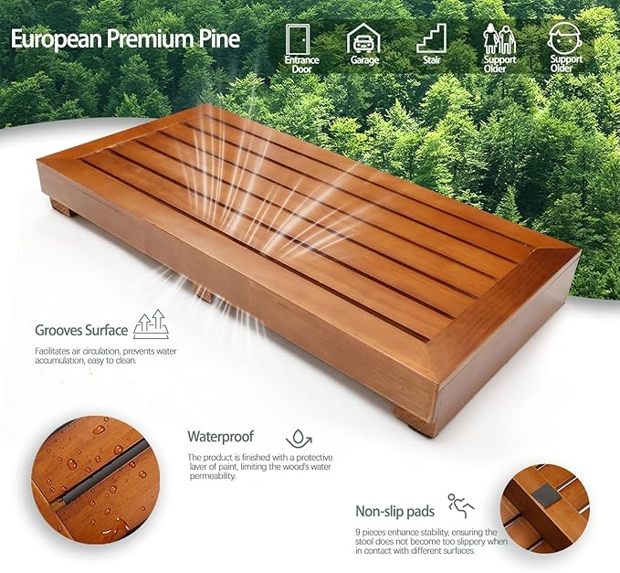 3.15" One Step Stool for Elderly- Friendly Acacia Wood High Riser Step Stool - Image 5
