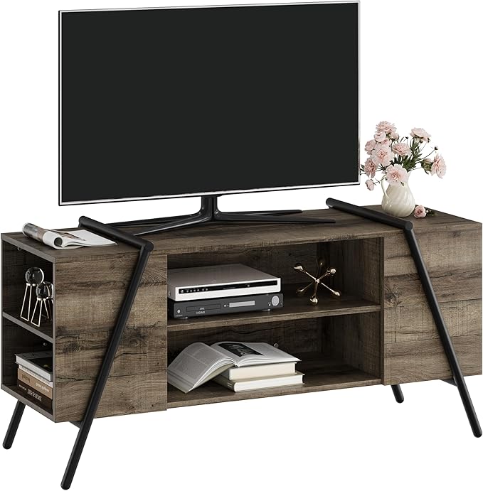 TV Stand for 60 55 50 45 Inch TV, Industrial Media Console Table for Living Room - Image 8