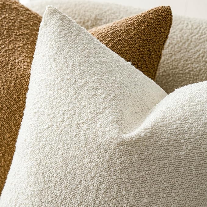 Foindtower Pack of 2, 20 x 20 Inch, Decorative Textured Boucle Throw Pillow - Image 4