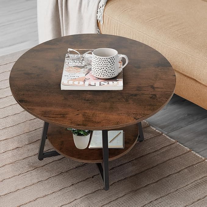 Round Coffee Table, 2-Tier Circle Coffee Table - Image 3