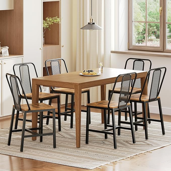 Dining Chairs Set of 6, Wooden Kitchen Chairs, Farmhouse Dining Chairs - Image 2