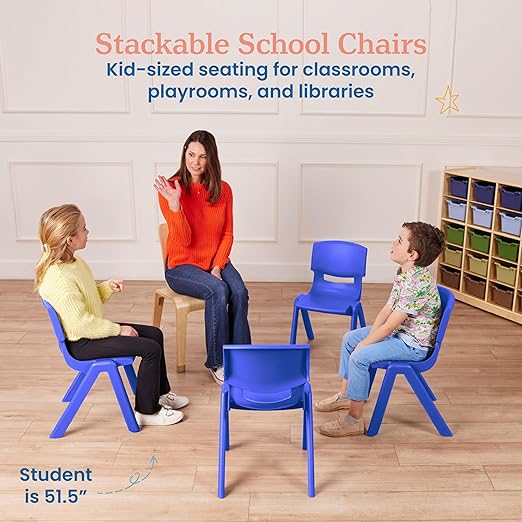 ECR4Kids 14in Plastic School Stack Chair, Classroom Furniture - Image 4