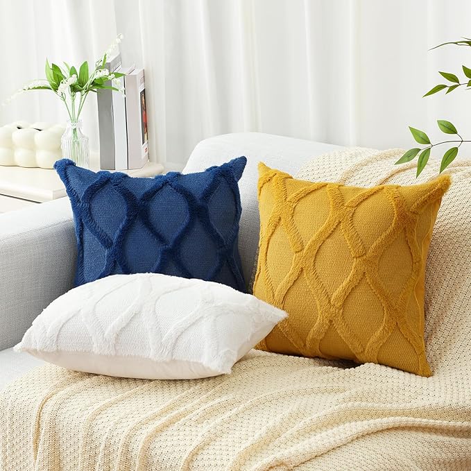 decorUhome Throw Pillow Covers 26x26 Inch Set of 2, Soft Plush Faux Fur Wool - Image 5