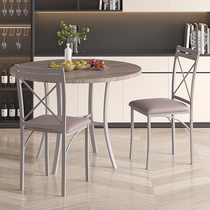 VECELO Metal Dining Chairs Set of 4, Steel Legs and PU Leather Cushion Seats - Image 7
