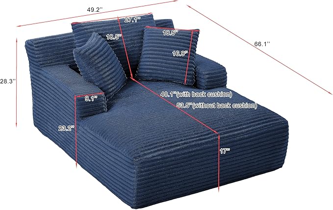 Oversized Chaise Daybed Lounge Sleeper Chair Sofa Full Foam Cloud Chaise Sofabed - Image 2