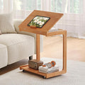 CozyDH Adjustable C Shaped End Table, Rolling Side Table Solid Wood TV Sofa by CozyDHDuvetCover