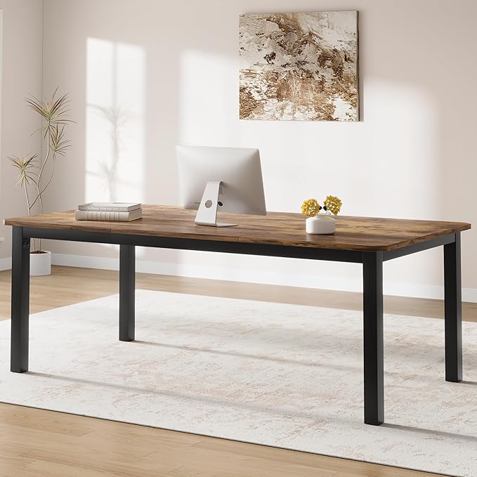 78.7 Inch Long Computer Desk, Large Industrial Office 2 Person Desk Workstation - Image 4