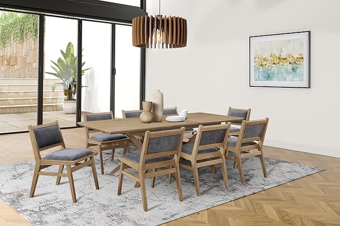 Mid-Century Modern Wood Rectangular Extension Kitchen Dining Table and Eight by MartinFurniture