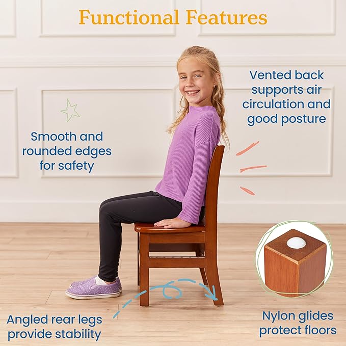 ECR4Kids 24in x 24in Hardwood Table and Chair Set, 12in Seat Height, Kids - Image 5