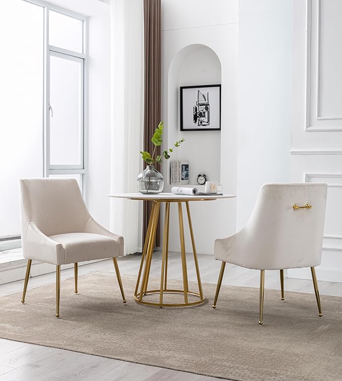Modern Velvet Dining Chairs Set of 2, Contemporary Upholstered Furniture - Image 7