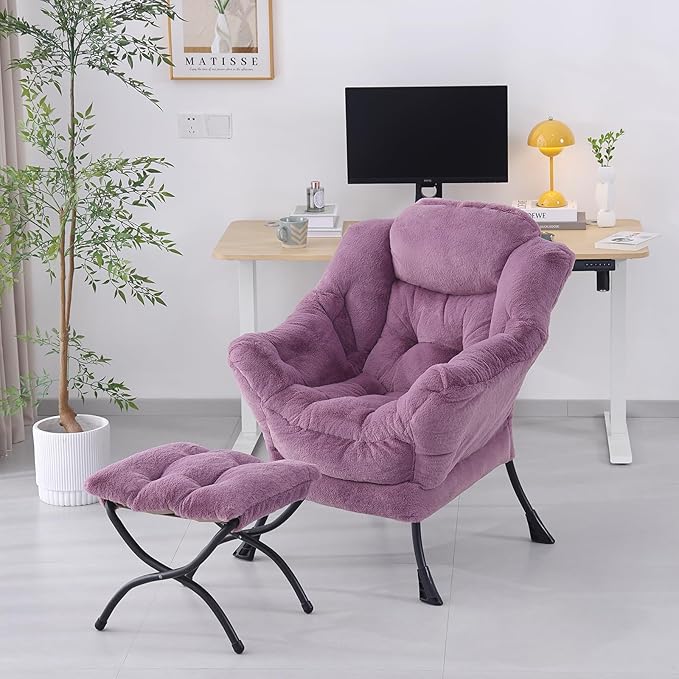 Lazy Chair with Ottoman, Modern Accent Chair Contemporary Lounge Leisure Sofa - Image 7