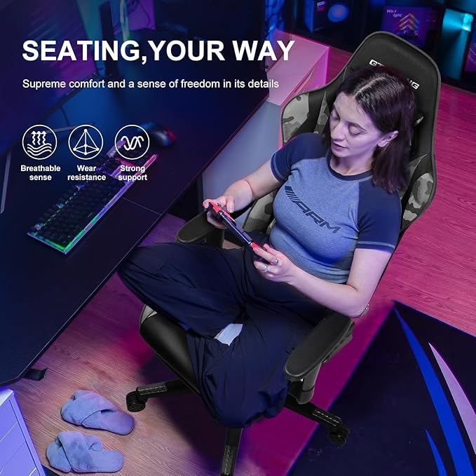 GTRACING Gaming Chair with Footrest, Ergonomic Computer Game Desk Chair - Image 3