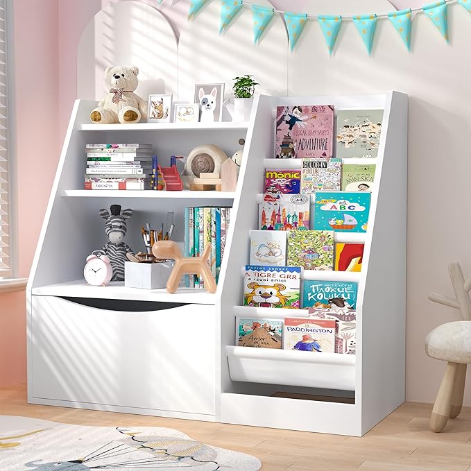 TOETOL Kids Bookshelf & Book Storage, 3 Tier Wooden Toddler Bookshelf - Image 2