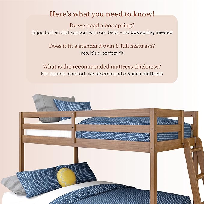 Grain & Grove Bear Twin Over Full Bunk Bed, Low Bunk Bed Frame - Image 5