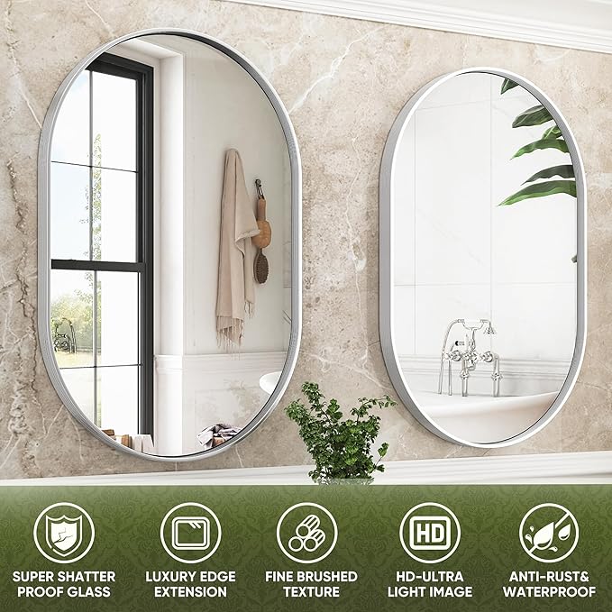 Suidia 22" x 30" Bathroom Mirror, Bathroom Vanity Mirror Metal Framed, - Image 4