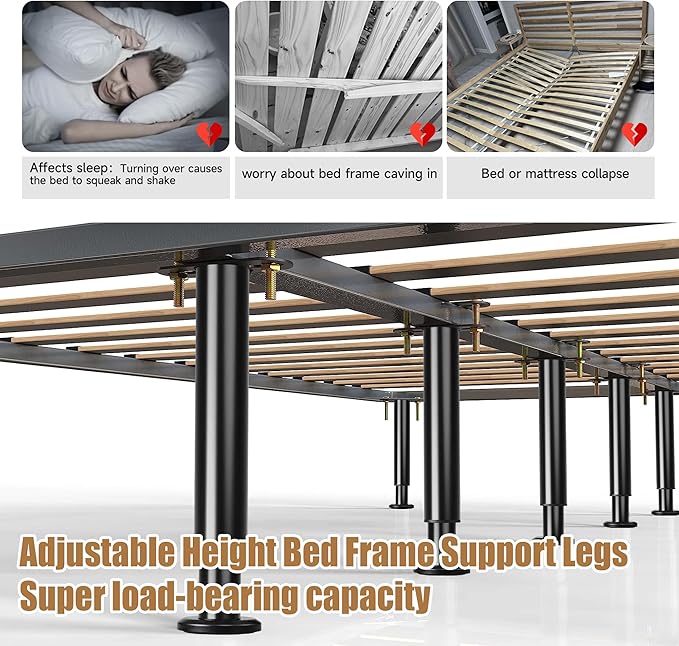 Metal Bed Frame Support Legs, 9.8-16.5 Inch Adjustable Height Bed Support Legs - Image 4