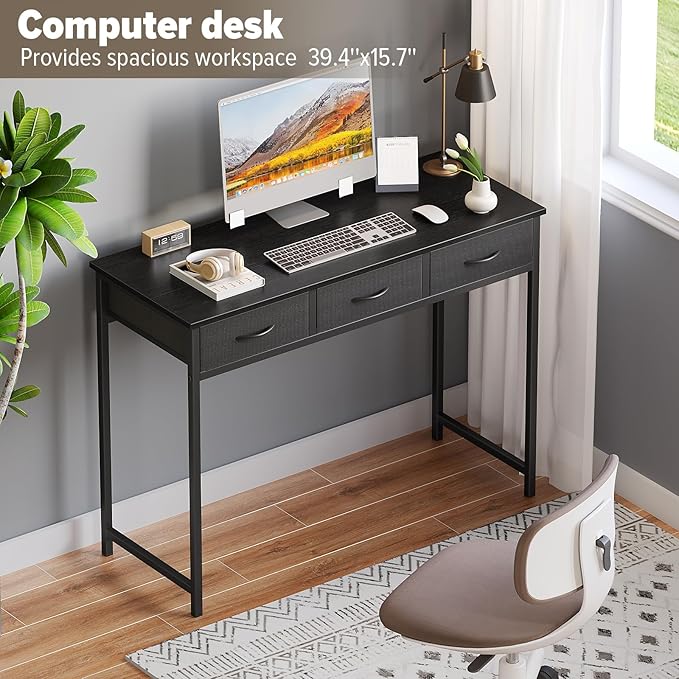 WOHOMO Computer Desk with Drawers, 39.3 Inch Bedroom Desk with Storage - Image 5
