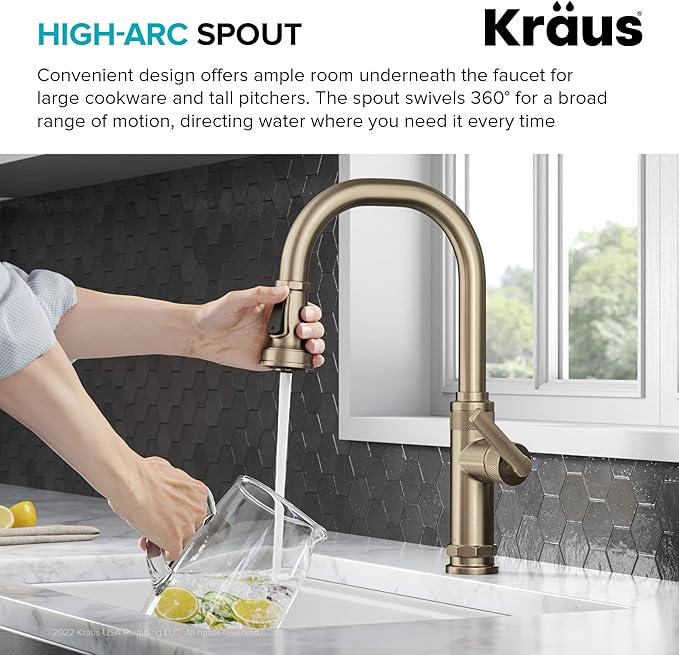 KRAUS Allyn Industrial Pull-Down Single Handle Kitchen Faucet in Spot-Free - Image 10