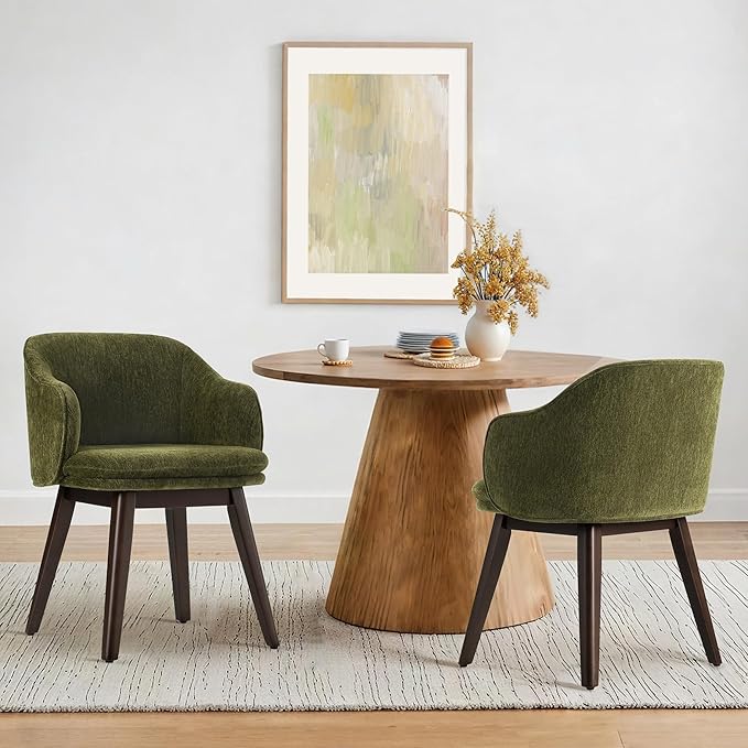 Wooden Dining Chairs Set of 2, Fabric Upholstered Modern Dining Room Chairs by Kislot