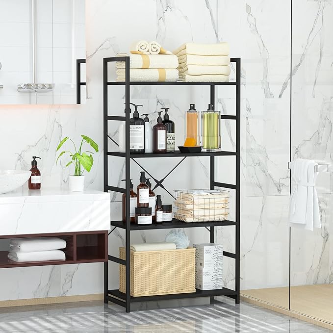 OTK 4 Tier Bookshelf, Tall Bookcase, Office Shelf Storage Organizer, Modern - Image 7