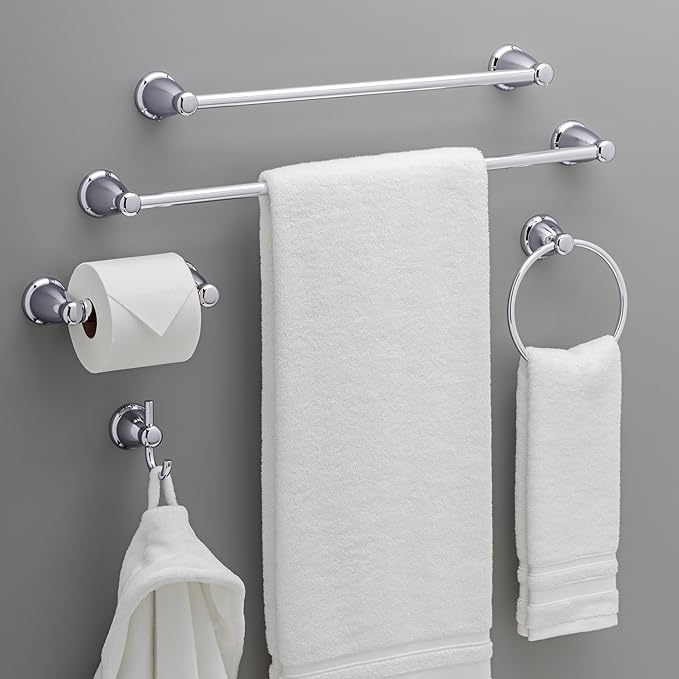 Franklin Brass Kinla 5-Piece Bathroom Set Polished Chrome 18" and 24" Towel Bar - Image 2